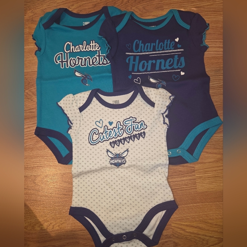 NBA Charlotte Hornets Baby Bodysuit 3-6 Months New 100% Cotton Retro Purple Blue